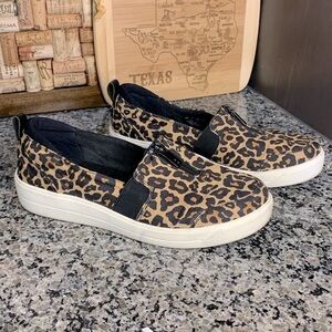 Rÿka Vivvi Leopard Zip Slip On Sneakers Size 8 WIDE